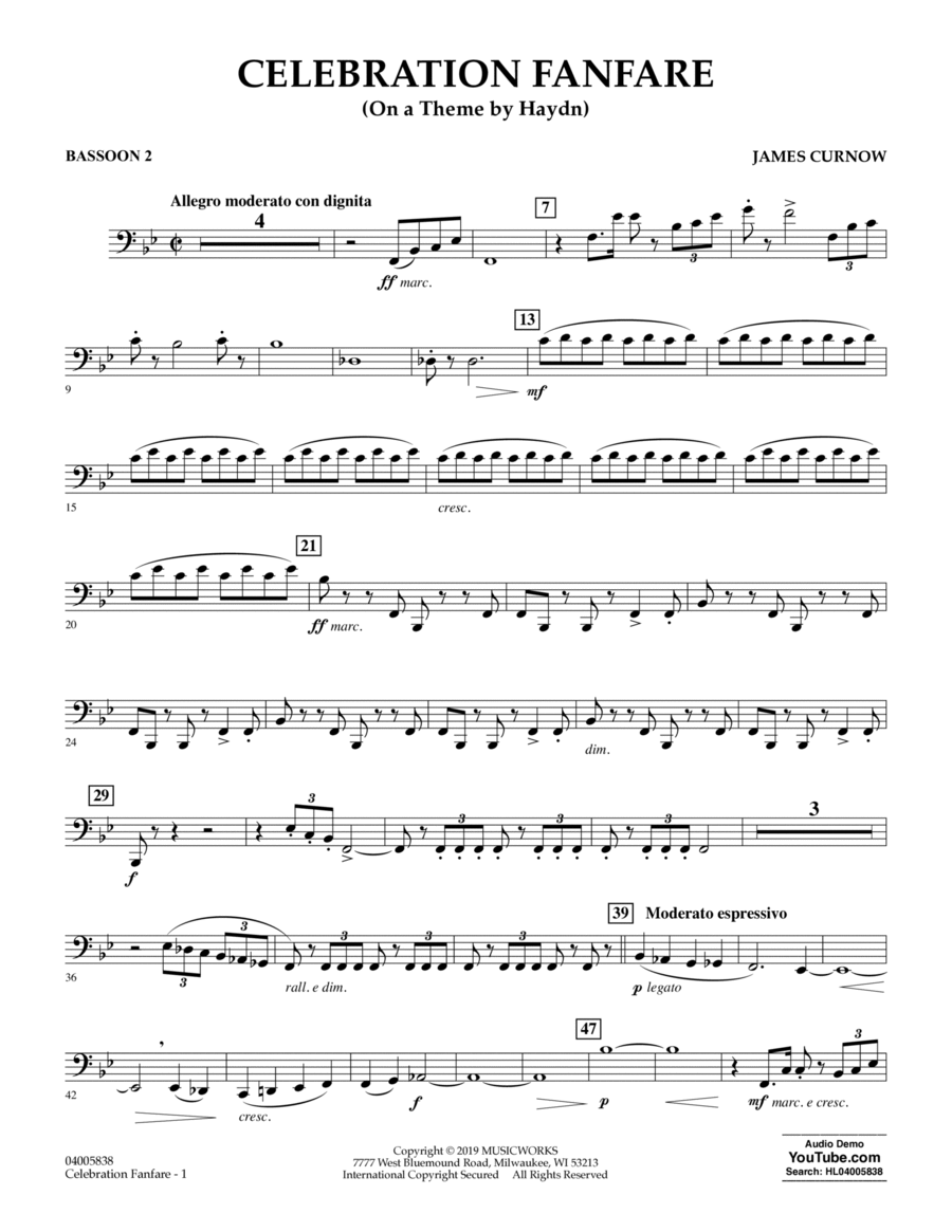 Celebration Fanfare (On a Theme by Haydn) - Bassoon 2 Bassoon scores gallery preview page 1