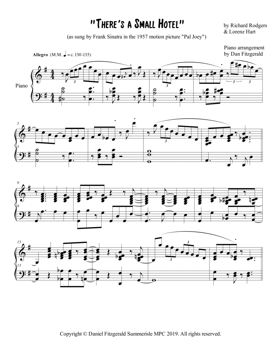 There's A Small Hotel There's A Small Hotel Piano Solo scores gallery preview page 1