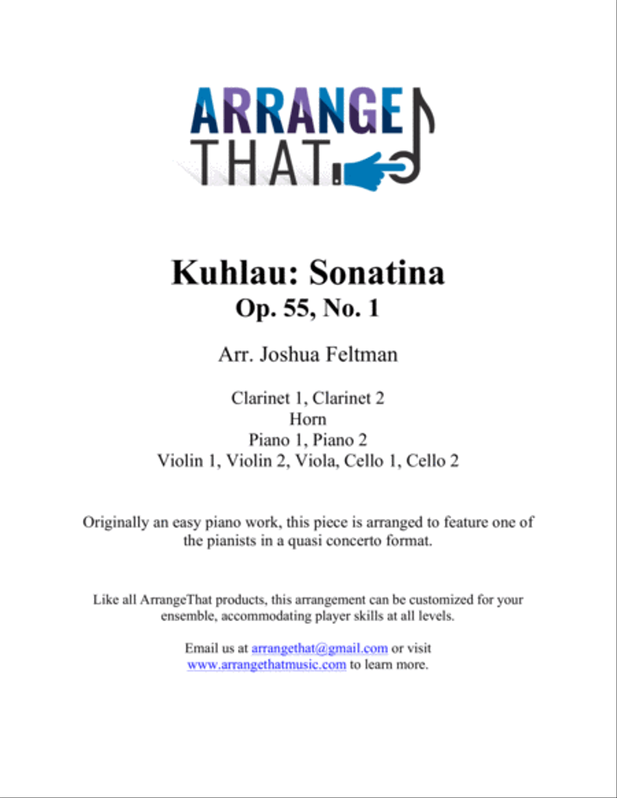 Kuhlau: Sonatina Op 55, No. 1 Chamber Orchestra scores gallery preview page 1