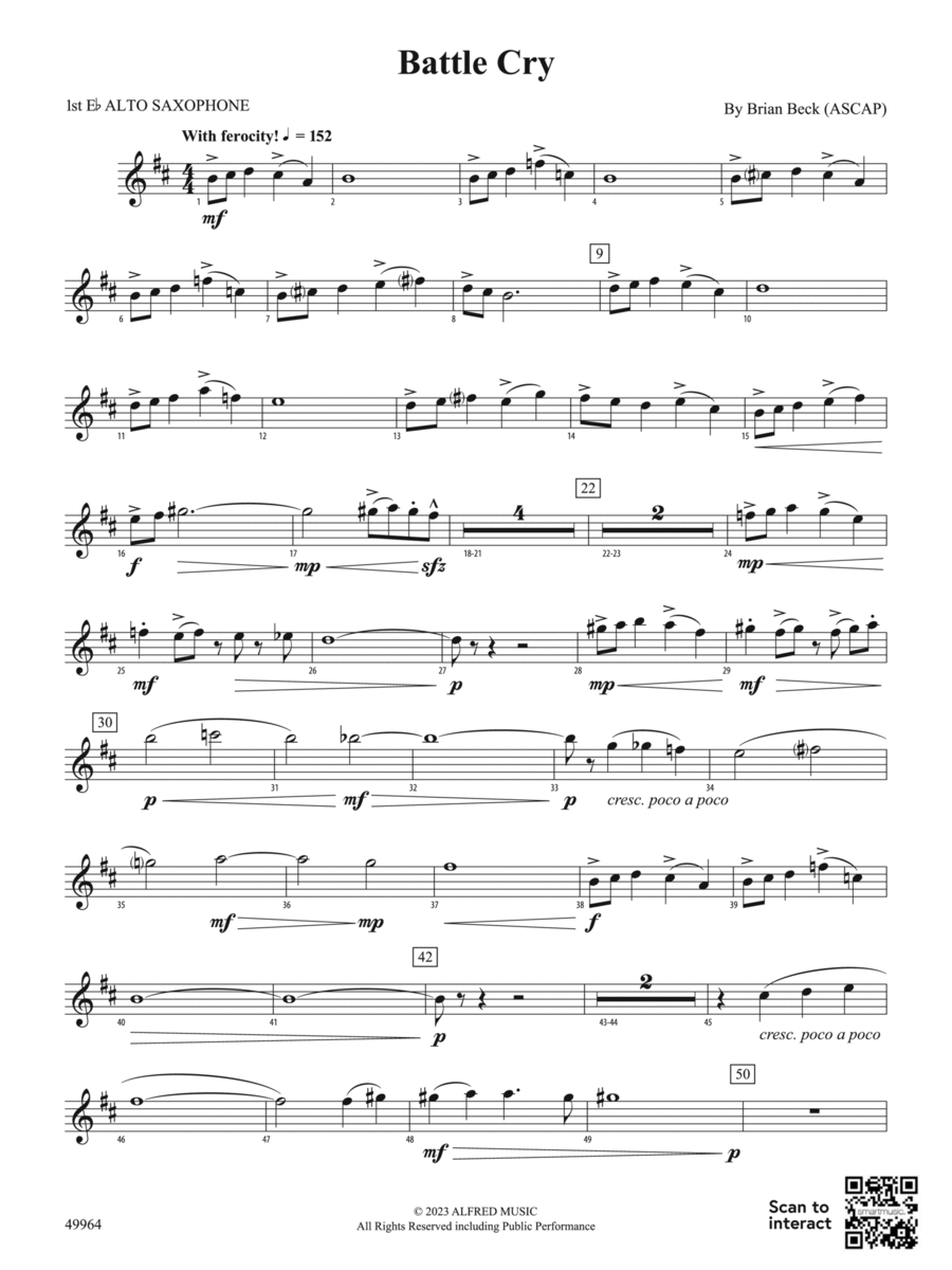 Battle Cry: E-flat Alto Saxophone Concert Band scores gallery preview page 1