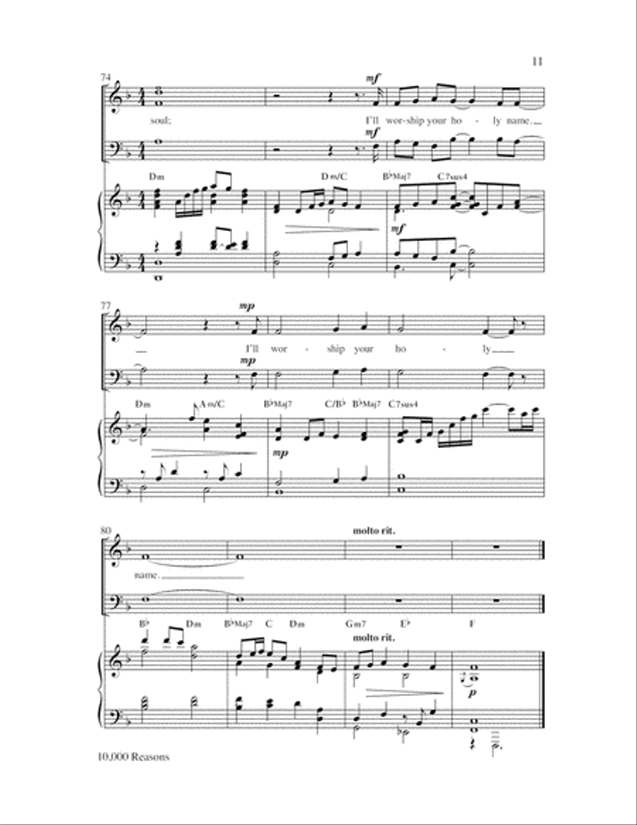 10,000 Reasons (Bless the Lord) 4-Part scores gallery preview page 11