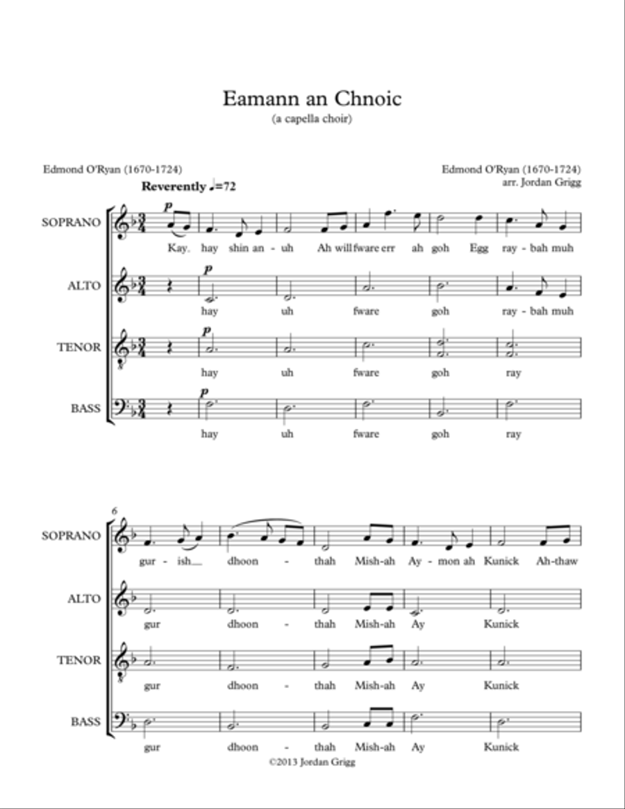 Eamann an Chnoic (a capella choir) 4-Part scores gallery preview page 1