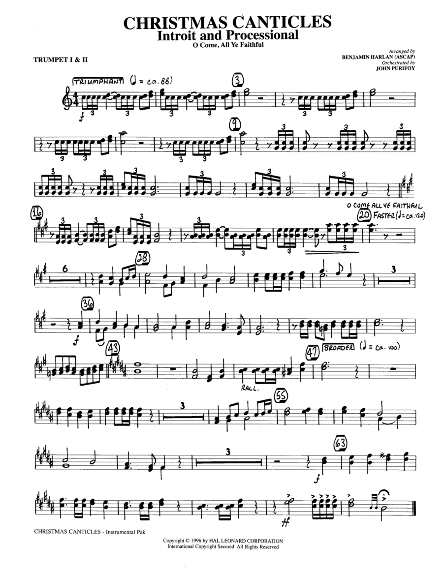 Christmas Canticles: A Cantata of Carols in Four Suites (Full Orchestra) - Bb Trumpet 1,2
