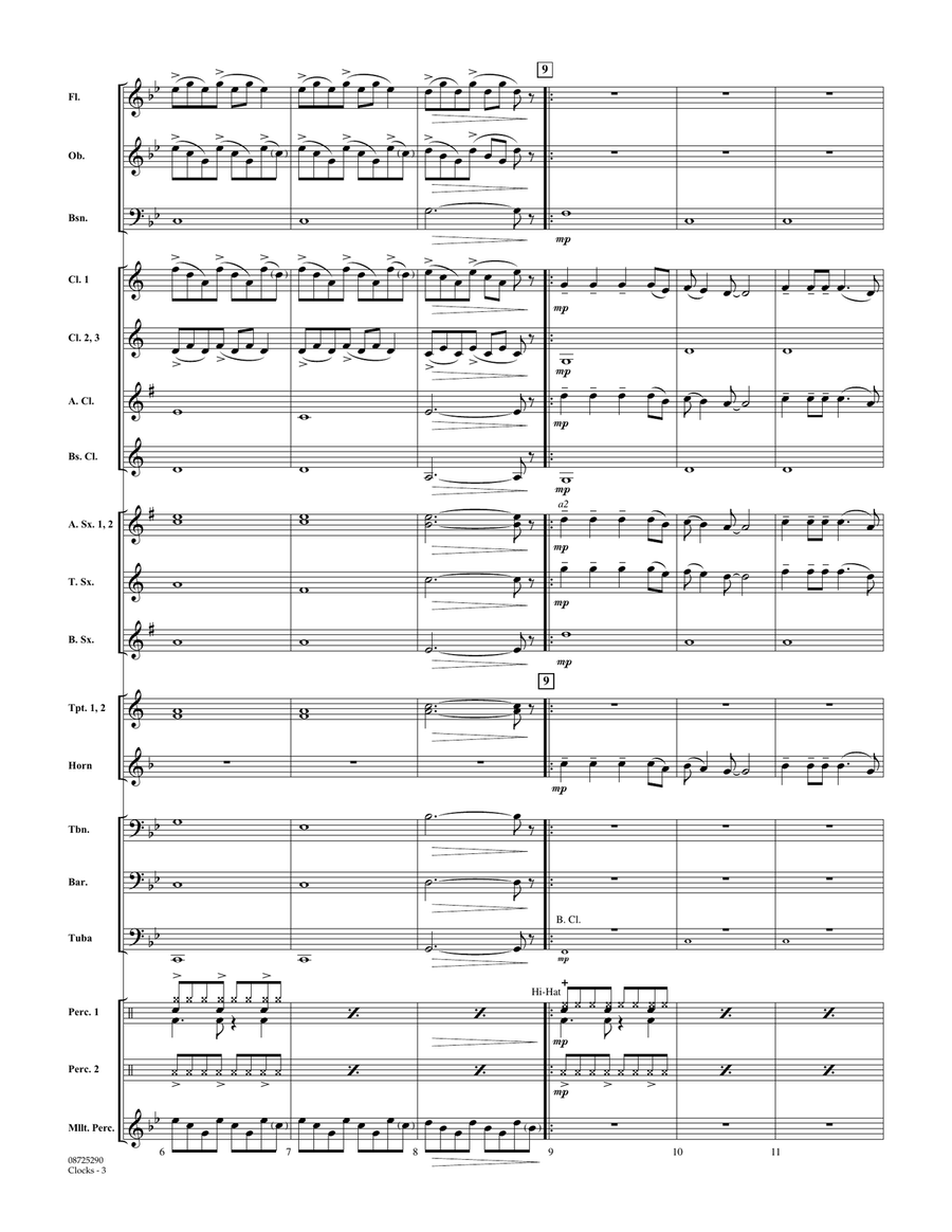 Clocks - Full Score Clocks - Full Score Concert Band scores gallery preview page 3