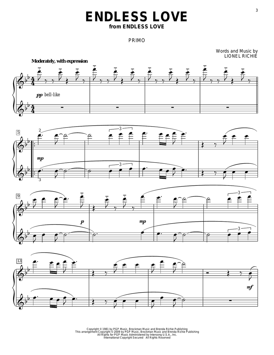 Endless Love Piano Duet scores gallery preview page 2