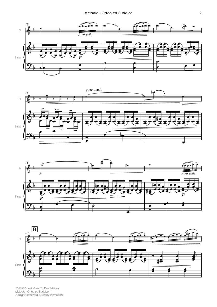 Melodie from Orfeo ed Euridice - Flute and Piano (Full Score and Parts) Flute Solo scores gallery preview page 3