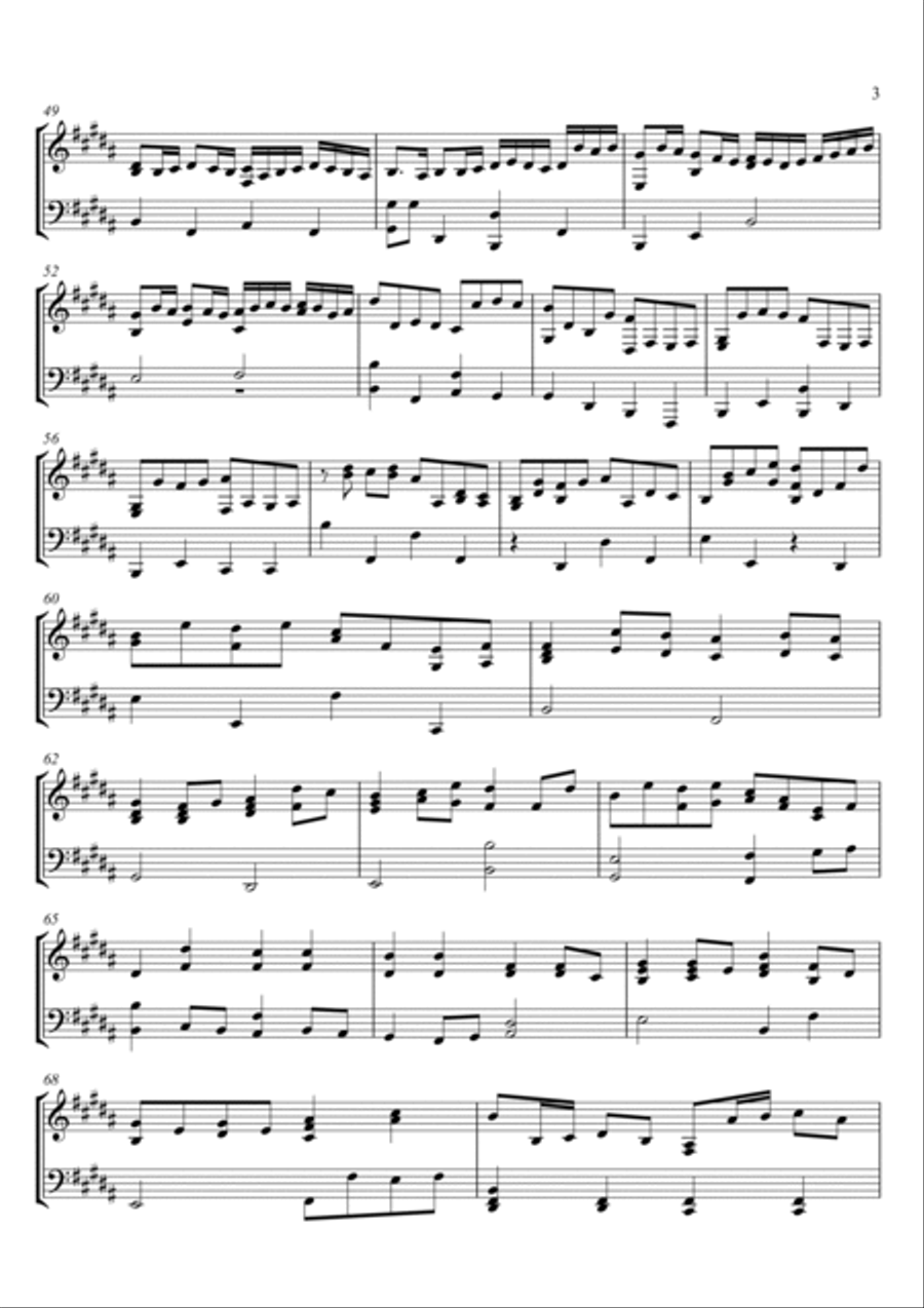 Johann Pachelbel - Canon in D - B major key Piano Solo scores gallery preview page 3