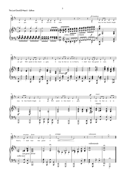 Sullivan - The Lost Chord in D Major for Low Voice & piano - Intermediate image number null