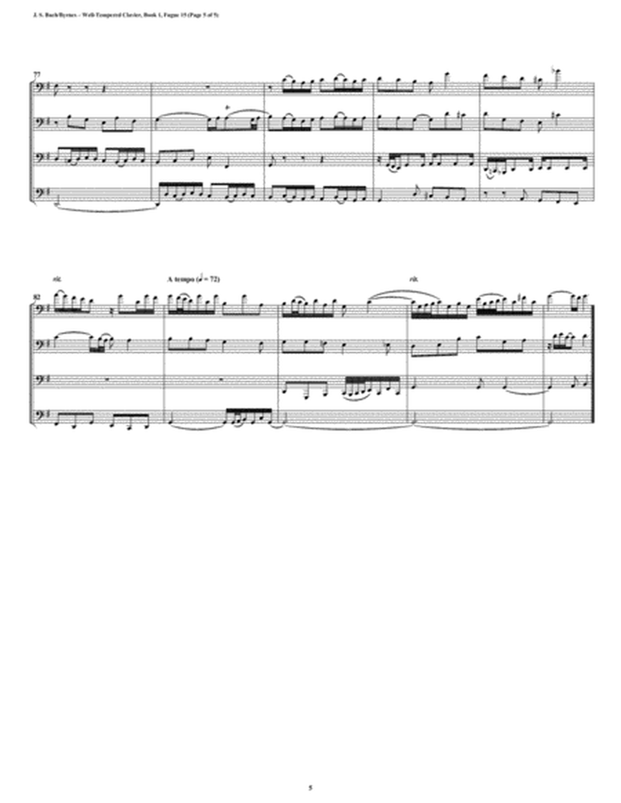 Fugue 15 from Well-Tempered Clavier, Book 1 (Bassoon Quartet) image number null