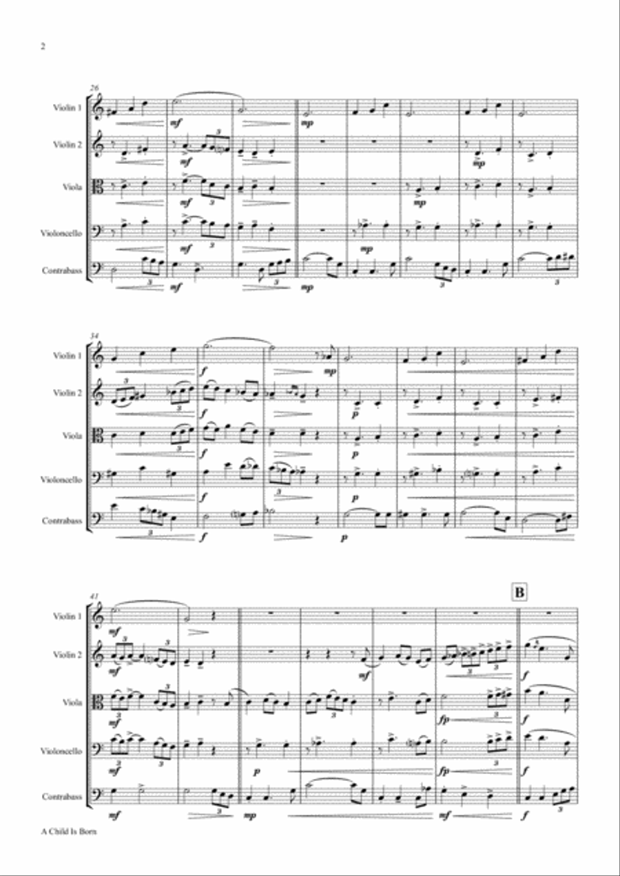 A Child Is Born String Quintet scores gallery preview page 2