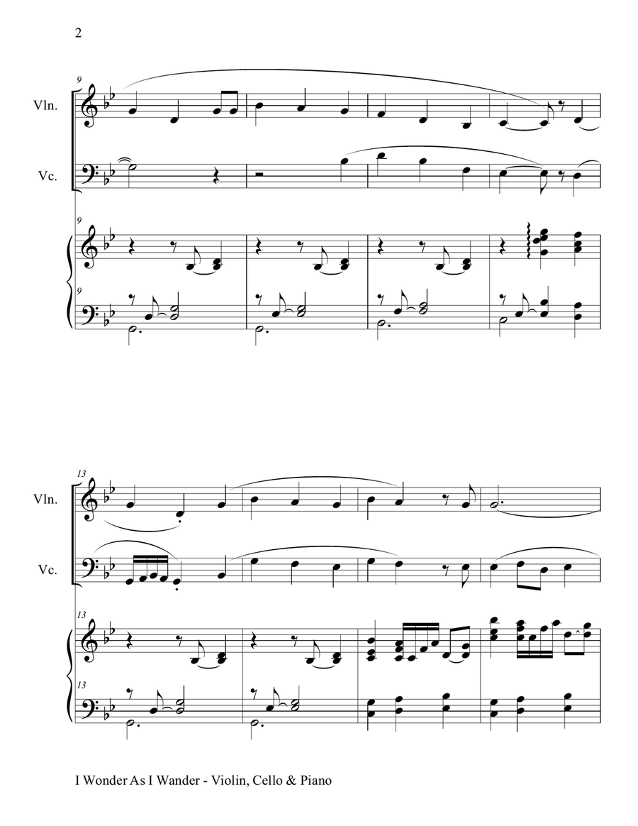 I Wonder As I Wander Piano Trio scores gallery preview page 3
