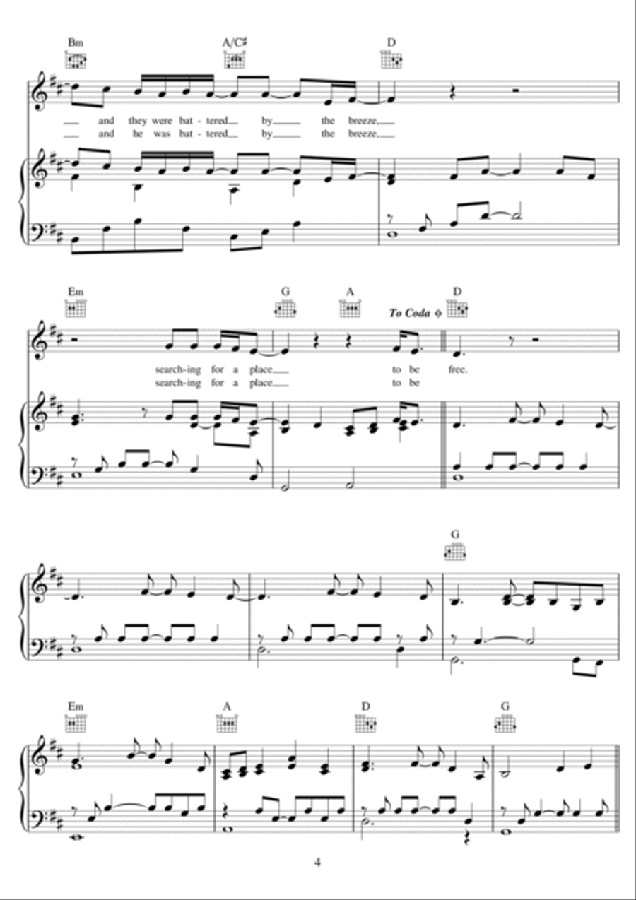 To Be Free Piano, Vocal, Guitar scores gallery preview page 4