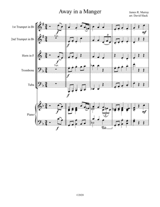 Book cover for Away in a Manger (Brass Quintet) with Piano accompaniment