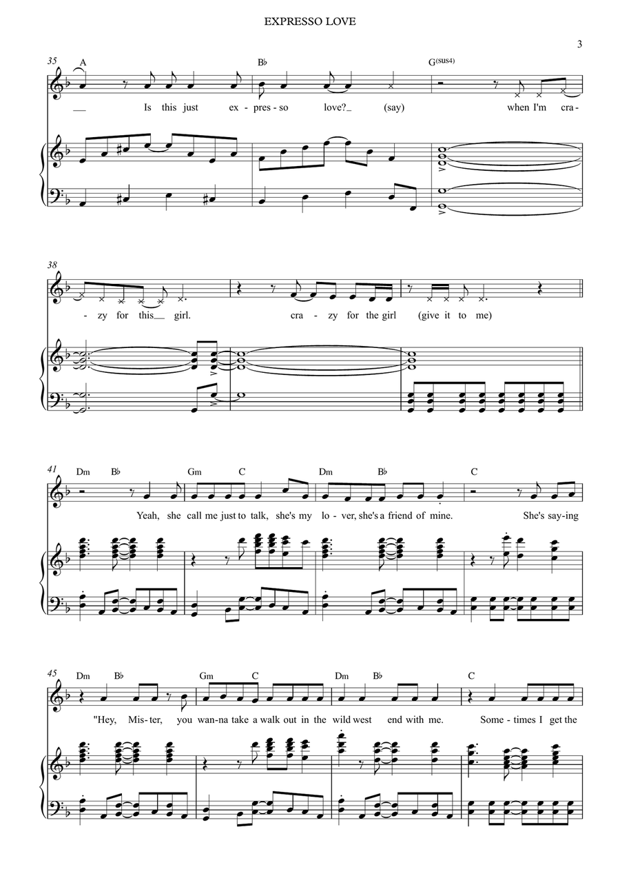 Expresso Love Expresso Love Piano, Vocal scores gallery preview page 3