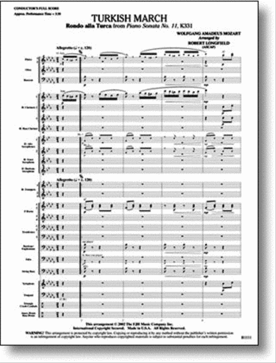 Turkish March Concert Band scores gallery preview page 1