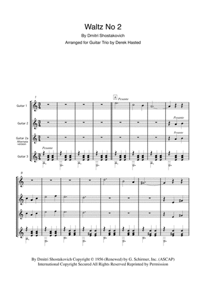 Waltz No. 2 for Intermediate Guitar Trio image number null