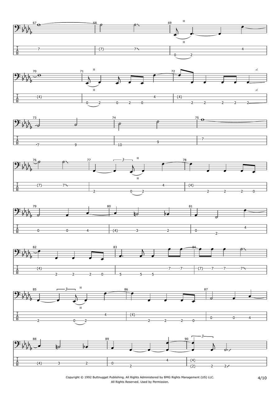 Rooster Bass Guitar Tablature scores gallery preview page 4