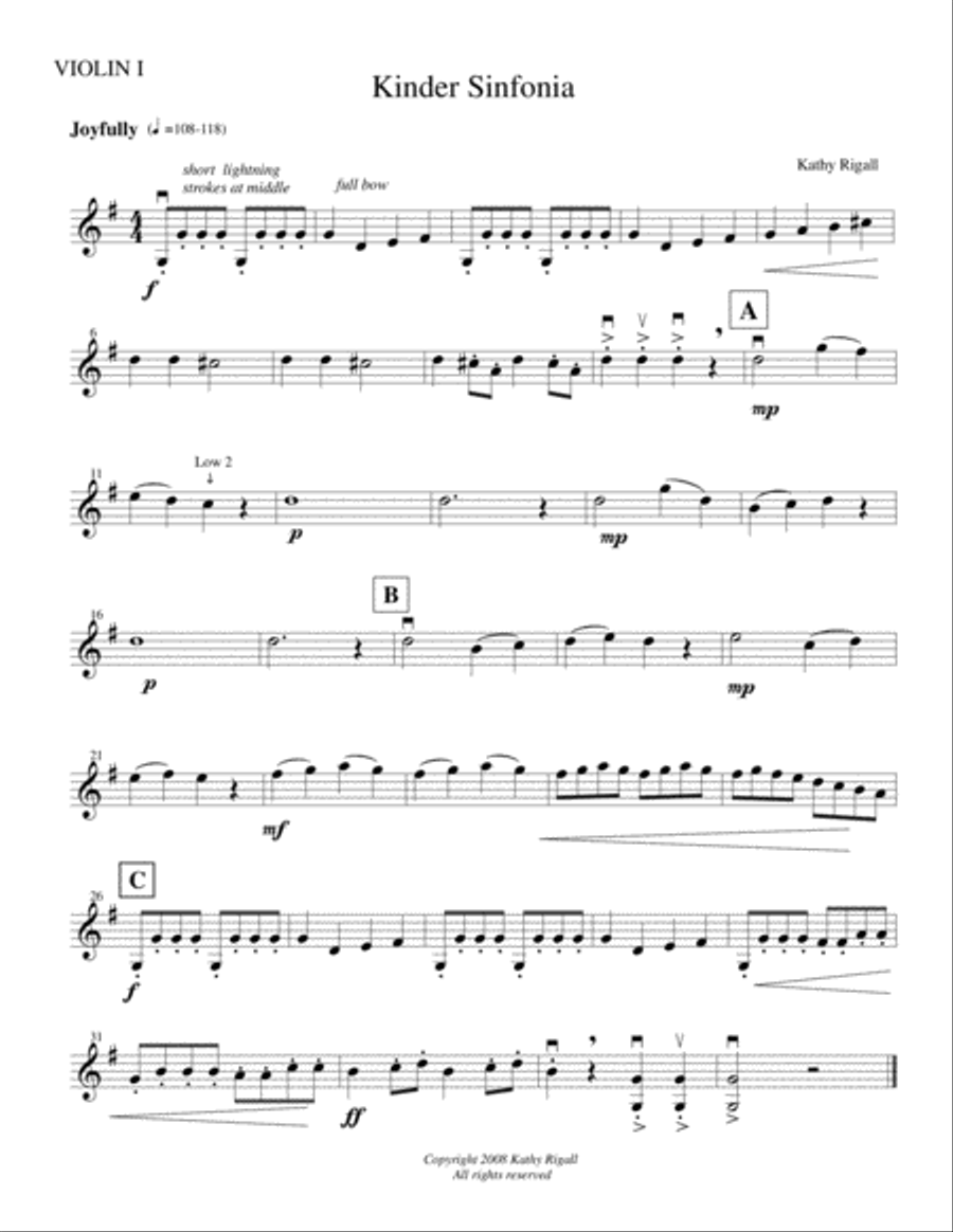 Kinder Sinfonia for String Orchestra String Orchestra scores gallery preview page 1
