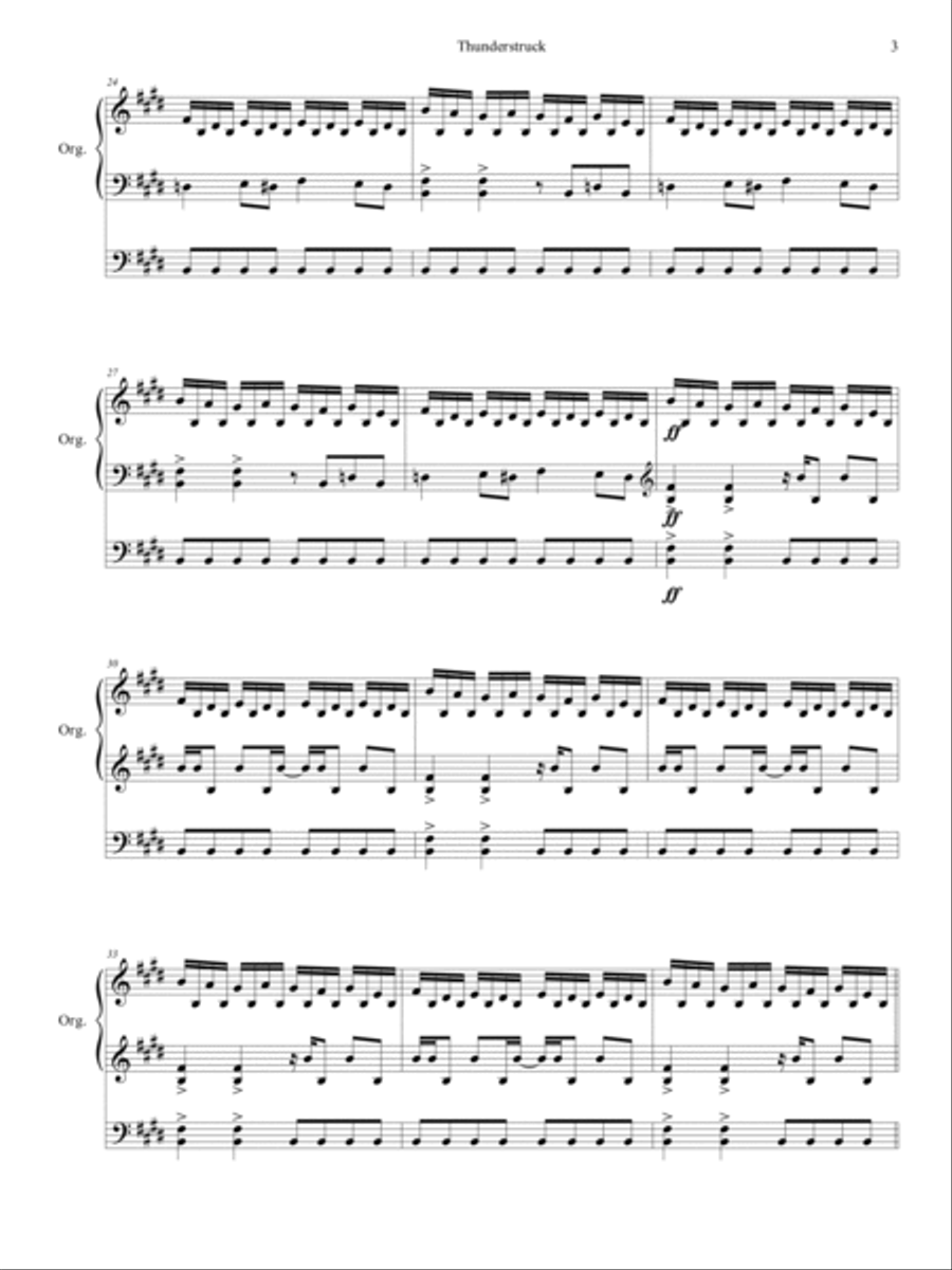 Thunderstruck Organ Solo scores gallery preview page 4