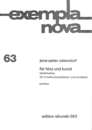Book cover for Fur Hinz Und Kunzt: Stellinetta For 6 Instrumentalists And Tape, Study Score
