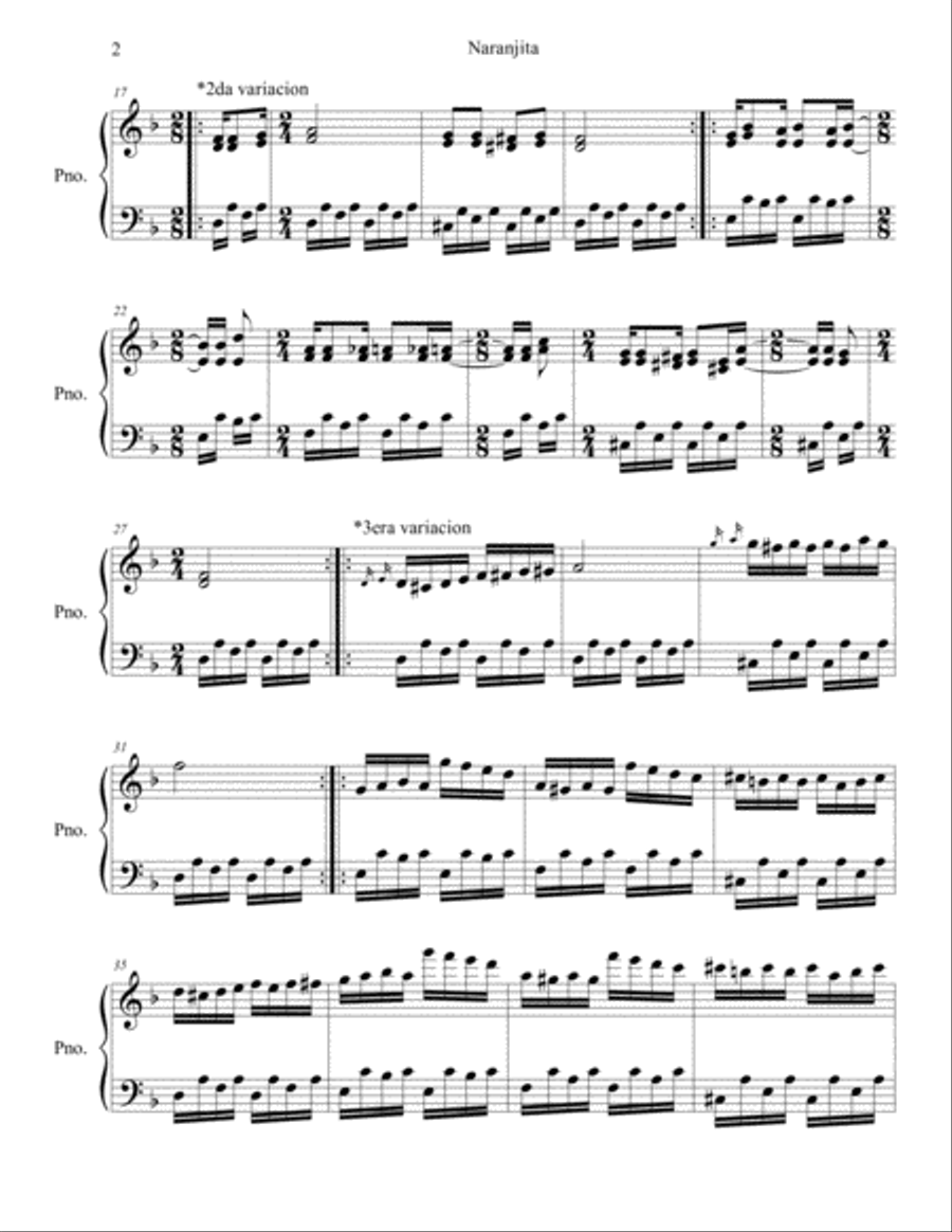Naranjitay (Taquirari) Jaime Leyton Easy Piano scores gallery preview page 2