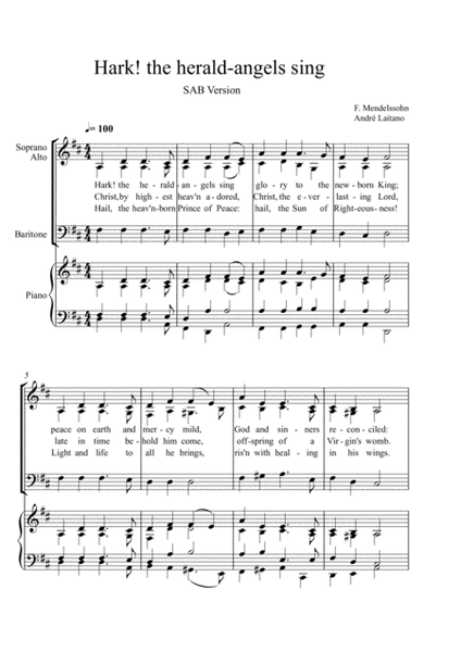 Felix Mendelssohn - Hark! The Herald Angels Sing (SAB Choir) image number null