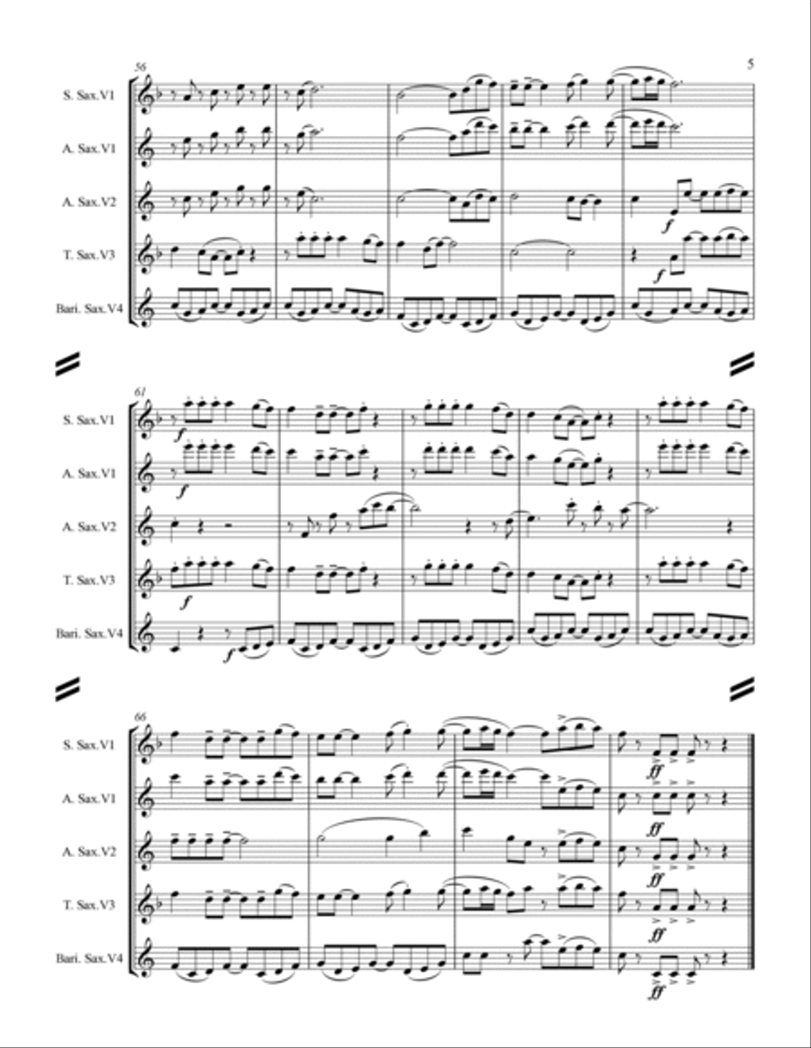 Feliz Navidad Saxophone Quartet scores gallery preview page 6