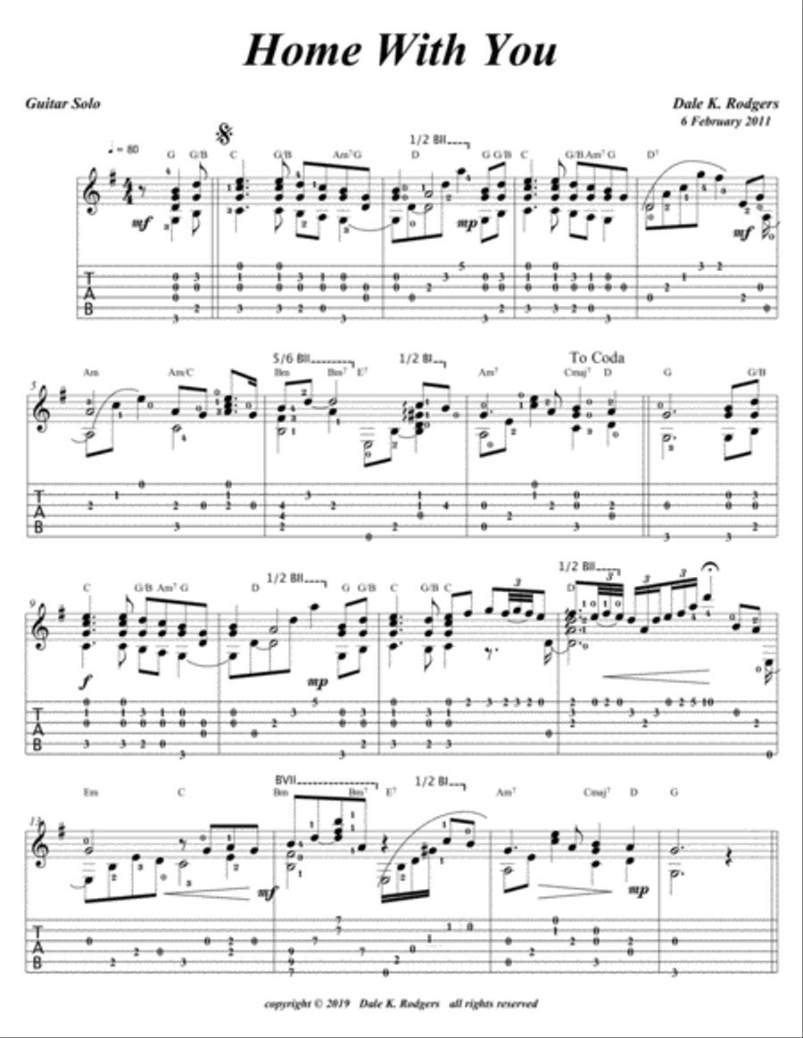 Home With You Guitar Tablature scores gallery preview page 3