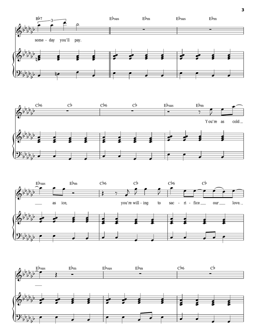 Cold As Ice Piano, Vocal scores gallery preview page 3