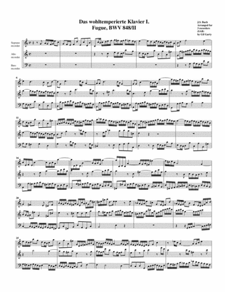 Fugue from Das wohltemperierte Klavier I, BWV 848/II (arrangement for 3 recorders)