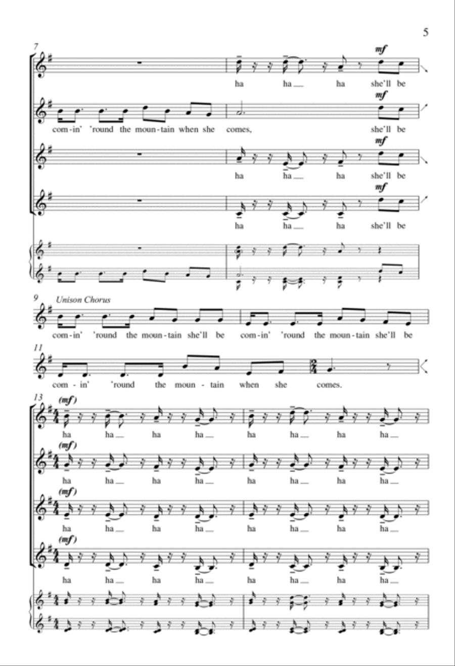 She'll Be Comin' 'Round the Mountain SSAA scores gallery preview page 4