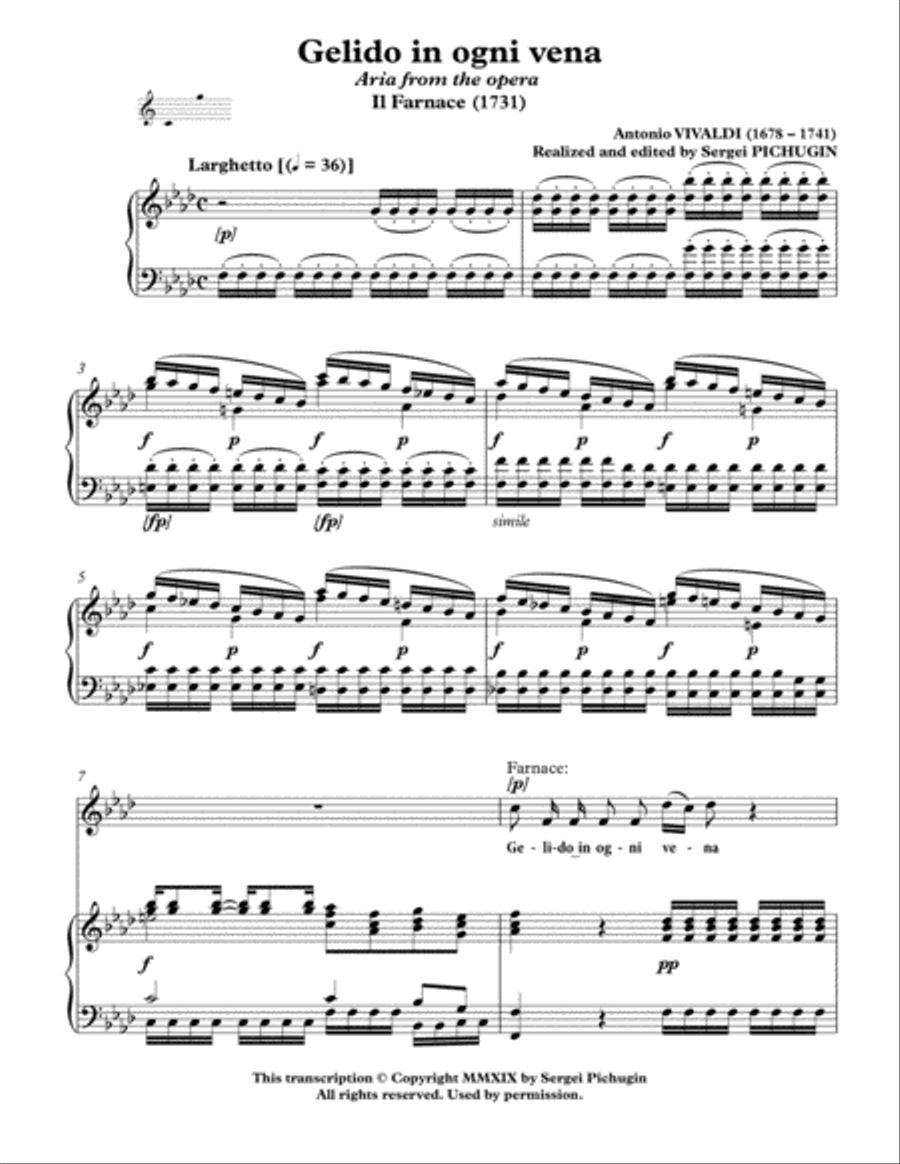 VIVALDI Antonio: Gelido in ogni vena, aria from the opera 