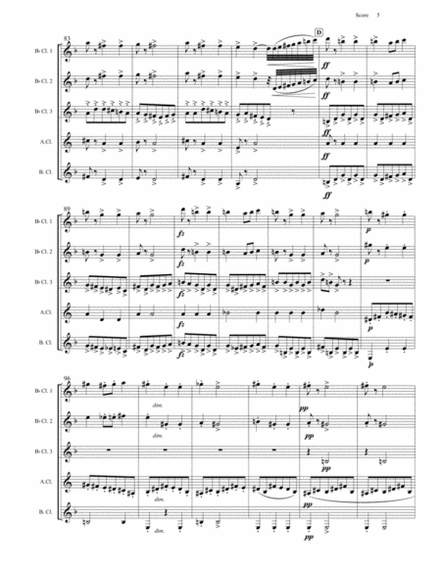 Slavonic Dance #6 Set for Clarinet Quintet or Clarinet Choir image number null