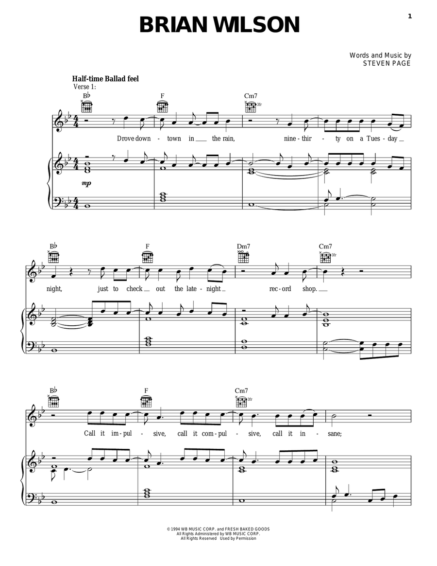 Brian Wilson Piano, Vocal, Guitar scores gallery preview page 1