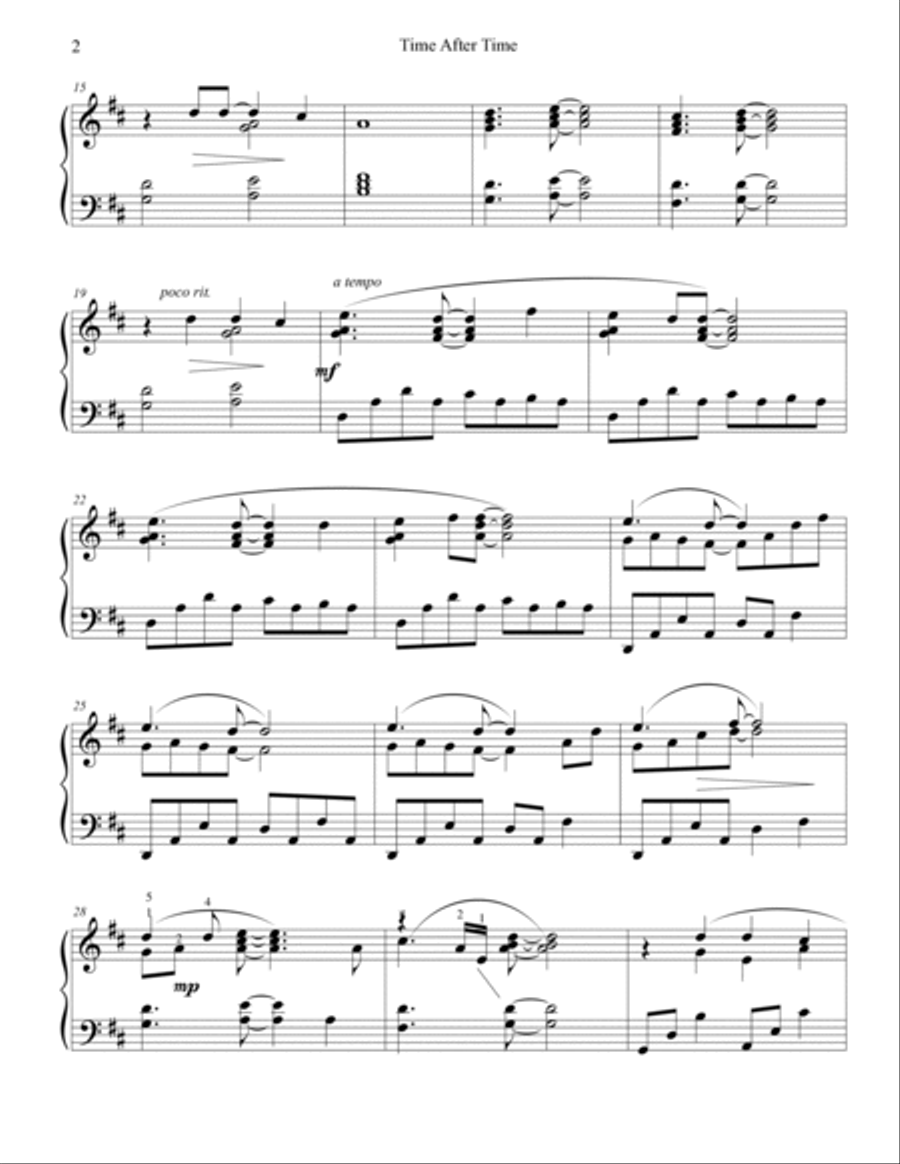 Time After Time Piano Solo scores gallery preview page 3