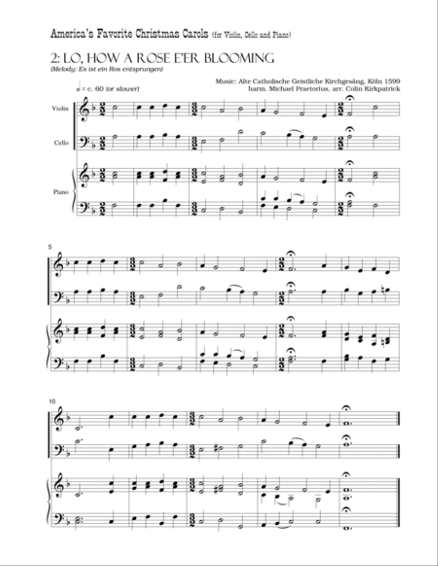 America's Favorite Christmas Carols arranged for Violin, Cello and Piano Piano Trio scores gallery preview page 4