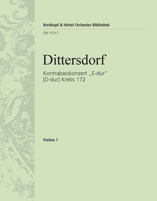 Book cover for Double Bass Concerto "in E major" [D major] Krebs 172