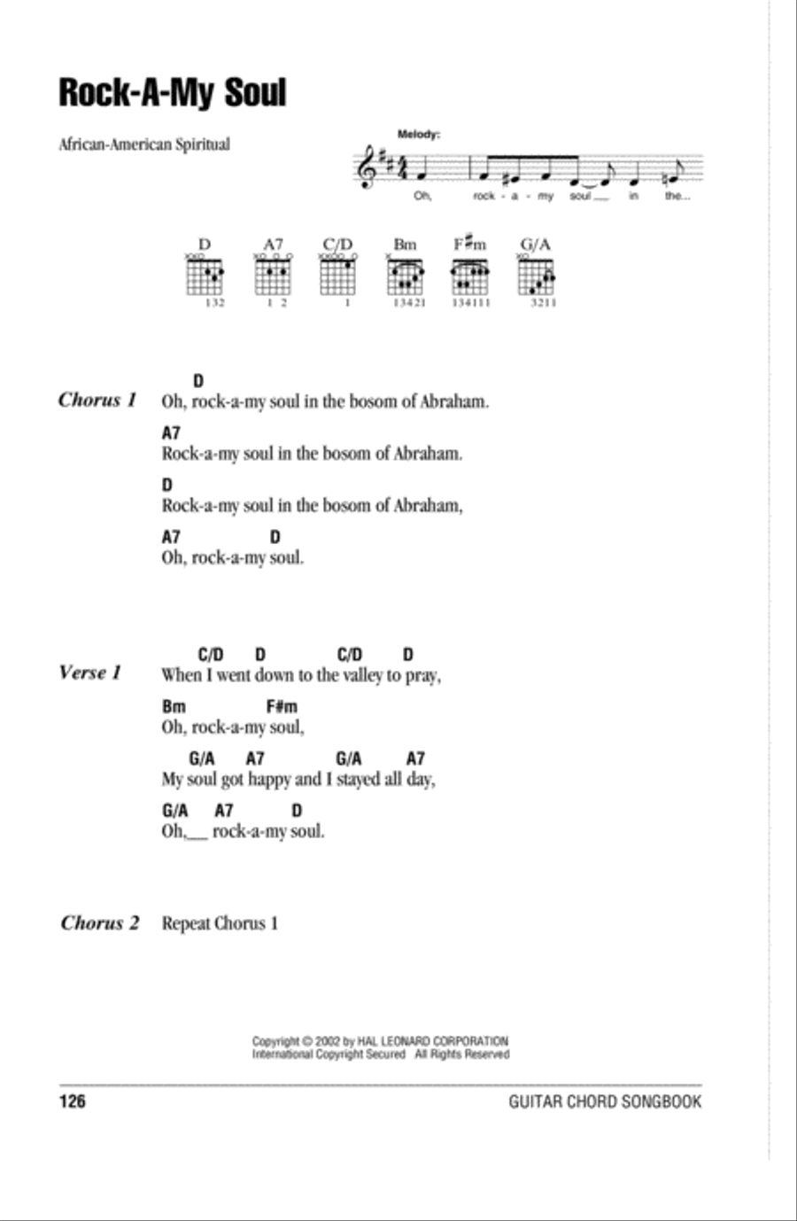 Rock-A-My Soul Easy Guitar scores gallery preview page 1