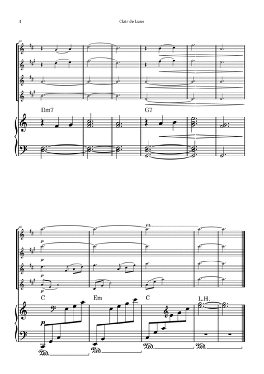 Clair de Lune by Debussy - Saxophone Quartet with Piano and Chord Notation image number null