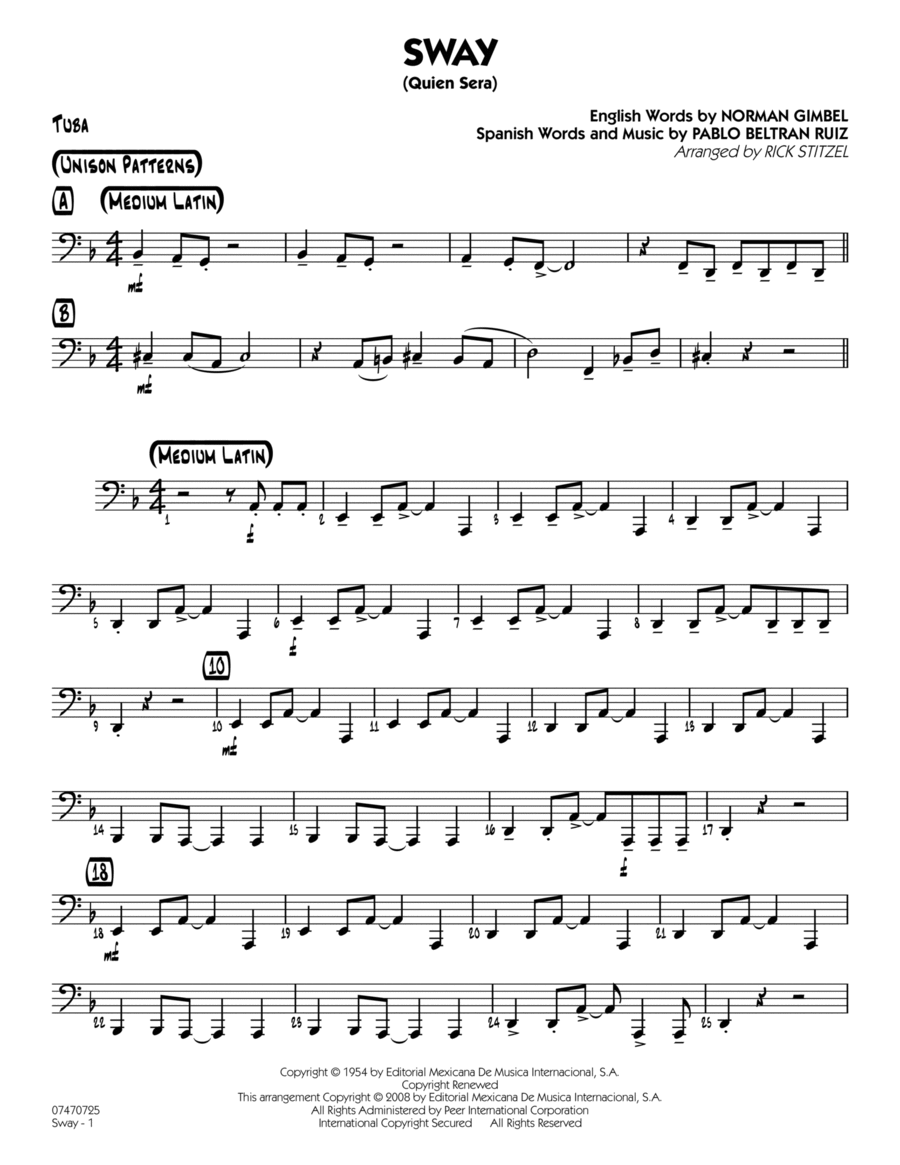 Sway (Quien Sera) - Tuba Tuba scores gallery preview page 1