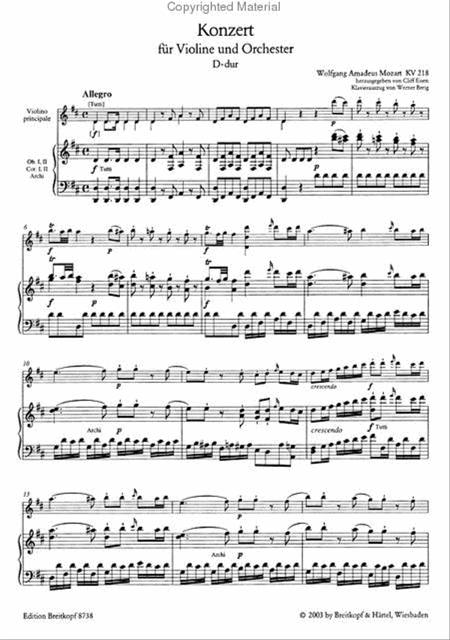 Violin Concerto [No. 4] in D major K. 218 Violin Solo scores gallery preview page 2