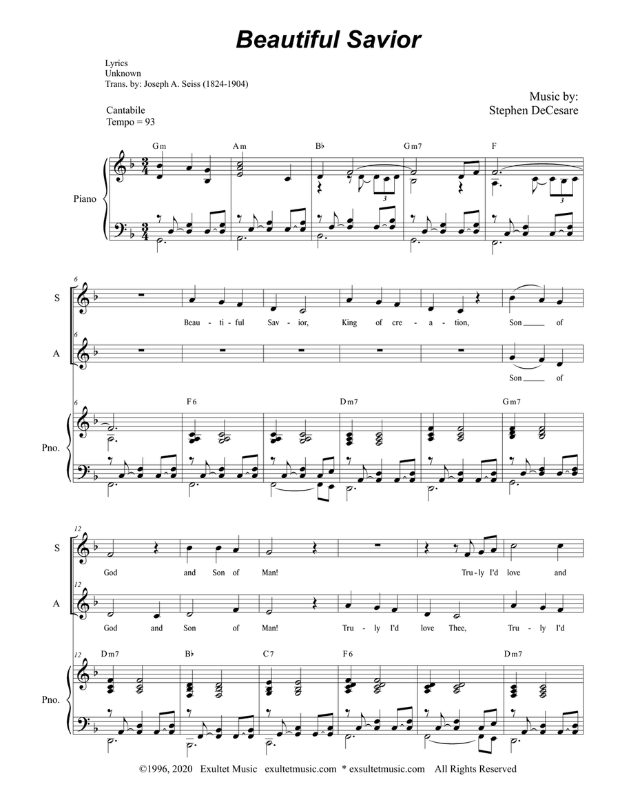 Beautiful Savior (Duet for Soprano and Alto Solo) Alto Voice scores gallery preview page 1