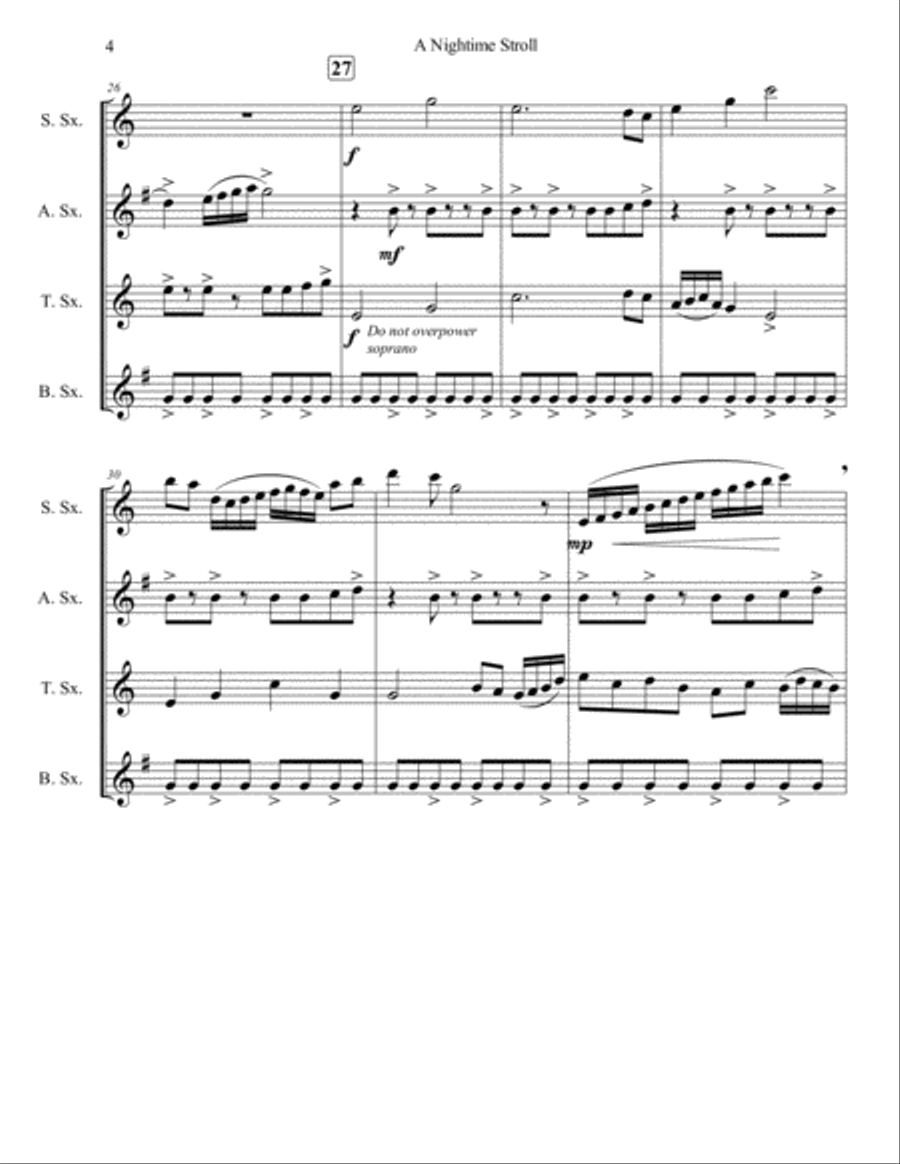 A Nightime Stroll Woodwind Quartet scores gallery preview page 5