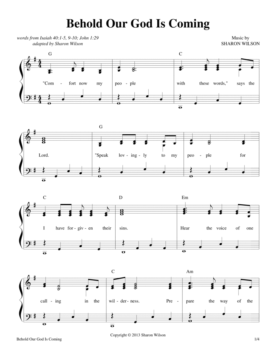 Behold Our God Is Coming Piano, Vocal, Guitar scores gallery preview page 1