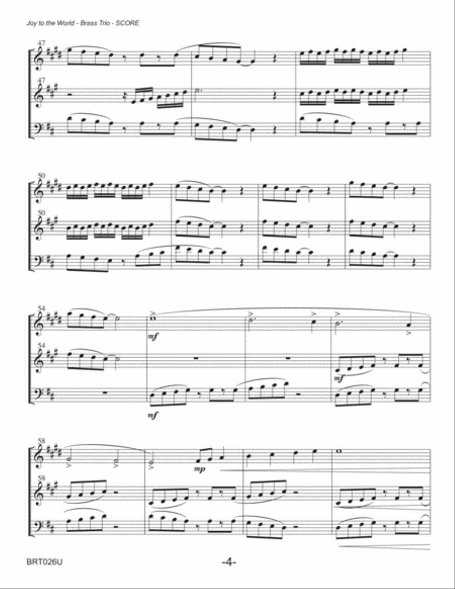 JOY TO THE WORLD - BRASS TRIO (unaccompanied) Brass Trio scores gallery preview page 4