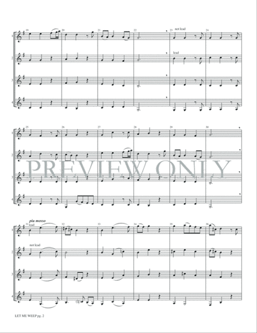 Let Me Weep (Lascia ch'io pianga) from Rinaldo Clarinet Quartet scores gallery preview page 4