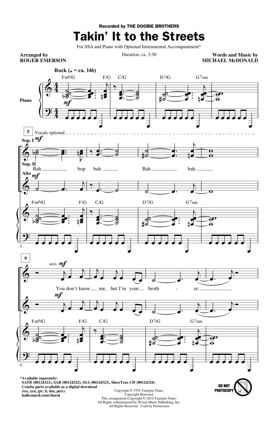 Takin' It To The Streets Takin' It To The Streets SSA scores gallery preview page 1