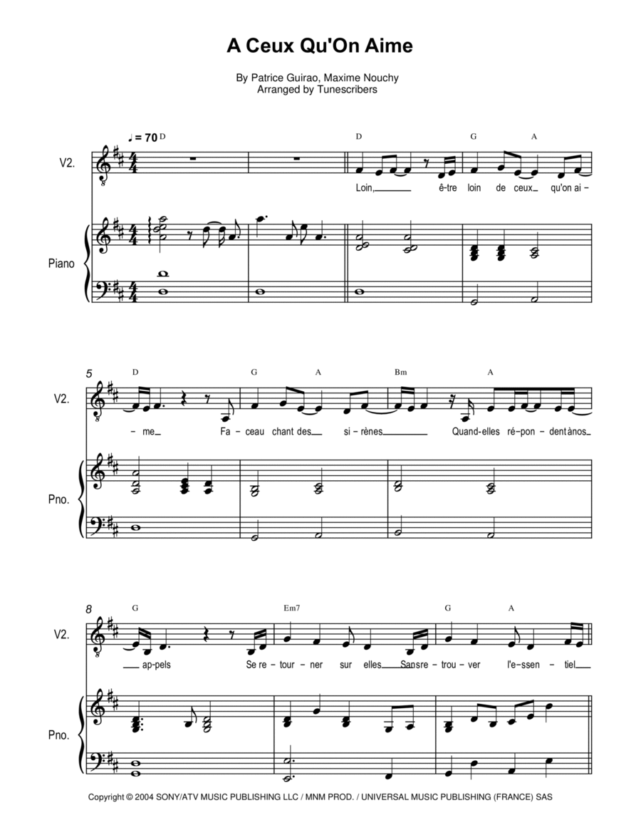 A Ceux Qu'On Aime Voice scores gallery preview page 1