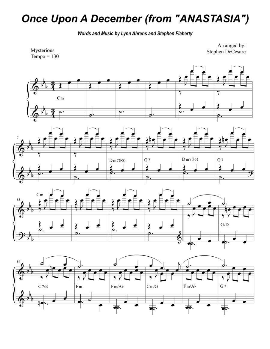 Once Upon A December from the Twentieth Century Fox Motion Picture ANASTASIA Piano scores gallery preview page 6