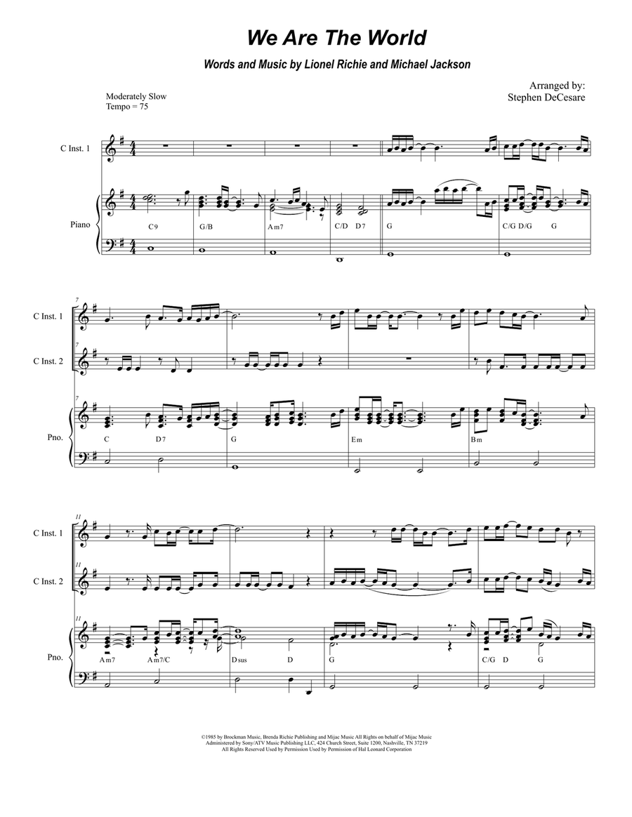 We Are The World Flute scores gallery preview page 1